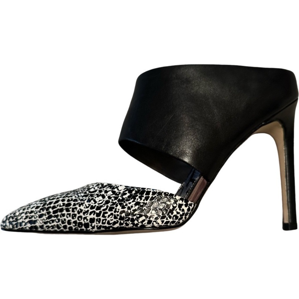 Sam Edelman Black and White Monroe Pointed Toe Stiletto Mules - Picture 12 of 12